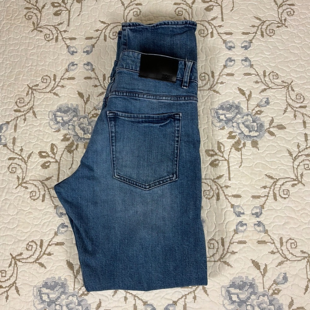 Hugo Boss Jeans Mens 34/32 Blue Excellent Regular Fit Stretch Italian Fabric